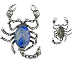 Scorpion Shape Natural Crystal Gemstone Pendant, Antique Black Metal Insect Animal Inlaid Cabochon Stone Pendant, Chakra Reiki Healing DIY Jewelry Making Accessory