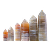 Natural Banded Agate Crystal Point Tower Polished Hexagonal Obelisk Wand for Home Decor Meditation Crystal Collection Gift