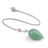 Natural Quartz Crystal Water Drop Pendulum Faceted Teardrop Gemstone Healing Pendulums with Silver Chain for Dowsing Divination Chakra Energy Balancing