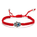 Adjustable Evil Eye Braided Rope Bracelet with Silver Elephant Charm Turkish Lucky Protection Red Black Blue String Bracelets for Women Men Amulet Jewelry