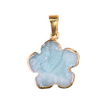 Natural Green Agate Plum Blossom Pendant - 20mm Gold-Plated Flower Crystal Charm for DIY Necklaces & Gifts