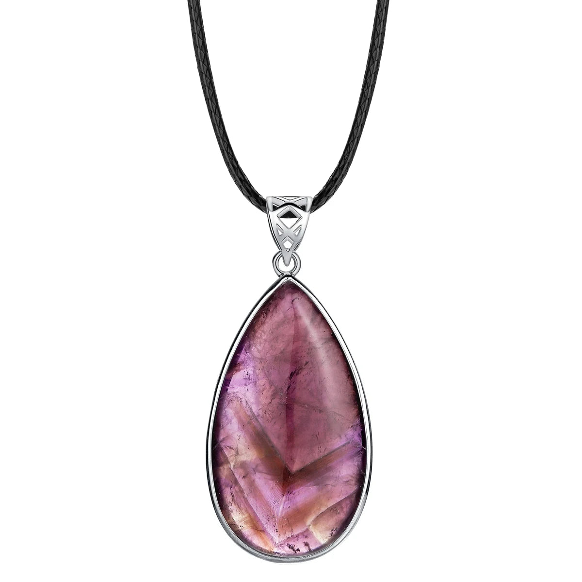 Silver Plated Bezel Set Teardrop Natural Gemstone Pendant, Multi‑Variety Water Drop Crystal Stone Pendant DIY Necklace Jewelry Accessory