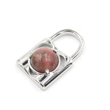 Natural Crystal Lock Pendant, Round Inlaid Chakra Gemstone Charm for DIY Necklace Jewelry Making