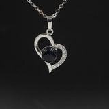 Heart Pendant Necklace, Hollow Love Shape Zircon Inlaid Crystal Bead Chain Necklace, Elegant Women Jewelry Gift