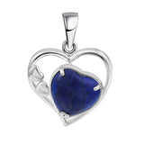 Natural Crystal Heart Pendant, Hollow Silver Frame with Gemstone Center for Women’s Jewelry