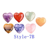 7 Chakra Natural Crystal Heart Set: 20mm Polished Pocket Worry Stones for Healing, Meditation & Spiritual Gift