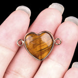 13MM Gemstone Heart Pendant Connector for Making Jewelry Wrapped Gold Plated