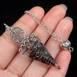 Chips Gemstone Tree of Life Resin Pendulum - Orgone Healing Dowsing Tool with Silver Chain for Divination, Hypnosis & Reiki - Spiritual Gemstone Gift for Wealth & Positivity