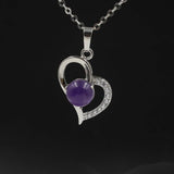 Heart Pendant Necklace, Hollow Love Shape Zircon Inlaid Crystal Bead Chain Necklace, Elegant Women Jewelry Gift