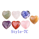 7 Chakra Natural Crystal Heart Set: 20mm Polished Pocket Worry Stones for Healing, Meditation & Spiritual Gift