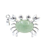 Natural Gemstone Crab Pendant | Silver-Tone Alloy Animal Charm for DIY Jewelry