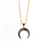 Polished Crescent Moon Horn Gemstone Pendant, Multi-color Natural Crystal Loose Charm for Necklace