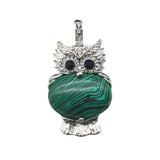 Silver Owl Gemstone Pendant for Making Jewelry #SP1760 Healing Chakra Crystal Bird Animal