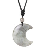 35MM Gemstone Crescent Moon Pendant Necklace Adjustable Rope for Women Men #SN1762