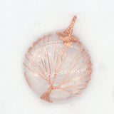 Tree of Life Wire Wrapped Crystal Pendant Rose Gold  for Making Jewelry #SP0835