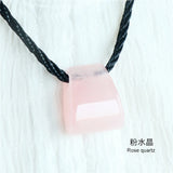 Natural agate crystal fan axe with large hole and thick rope pendant DIY design handmade necklace original national style