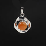 Crystal small flower pendant necklace is popular in Europe and America Pressed Flower Circle Frame Pendant with Yellow Gold