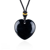 30mm  Gemstone Heart Pendant Necklace Handcrafted Crystal Love Charm on Adjustable Cord Healing Stone Jewelry Gift for Her, Him & Couples
