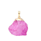 Gold Dipped Natural Raw Crystal Pendant Necklace, Irregular Rough Gemstone Chakra Healing Stone Necklace for Women