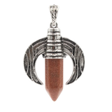 Vintage Ox Horn Crescent Moon Crystal Point Pendants for Jewelry Making - Antique Silver Inlaid Hexagonal Gemstone Bullet Charms, DIY Witchy Boho Necklace Accessories