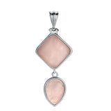 Geometric Elegance Natural Gemstone Pendant – Double Tier Rhombus & Teardrop Crystal Jewelry Gift