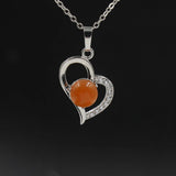 Heart Pendant Necklace, Hollow Love Shape Zircon Inlaid Crystal Bead Chain Necklace, Elegant Women Jewelry Gift