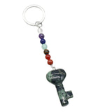 7 Chakra Beads Heart Key Crystal Keychain, Natural Healing Gemstone Love Key Pendant Gift
