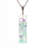 Natural 7 Chakra Crystal Gravel Cylindrical Pendant Resin Healing Stone Column Necklace Women Fashion Jewelry