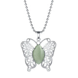 Butterfly Transformation Natural Crystal Pendants – Aesthetic Oval Gemstone Choker Necklace & Creative DIY Accessories
