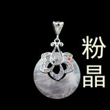 Multicolor Zircon Flower Silver Wrapped Donut Natural Agate Pendant, Round Peace Circle Chakra Healing Crystal Charm for DIY Necklace Making