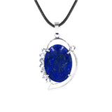 Natural Oval Crystal Stone Pendant Silver Leaf Wrapped Crystal Pendant Necklace Reiki Chakra Healing Crystal Jewelry for Women Multiple Gemstone Options