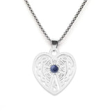Vintage Stainless Steel Heart Pendant Necklace with Natural Green Aventurine - Celtic Knot Carved Heart Jewelry - Spiritual Protection Gift for Women & Men