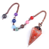 Wholesale Chakra Orgone Pendulum | Red Crystal Resin Pendulum with Copper Coil & 7 Chakra Chain for Divination