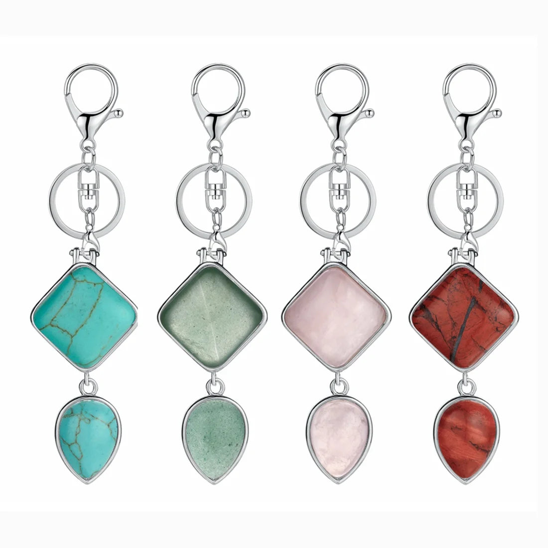 Minimalist Natural Stone Keychain Aesthetic Geometric Quartz Teardrop Charm Bag Pendant Girlfriend Gift