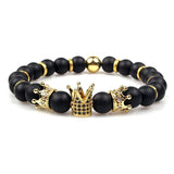 Luxury Crown Charm Bracelet - Natural White Stone Beaded Bracelet Gift for Men & Women