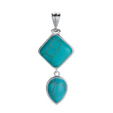 Geometric Elegance Natural Gemstone Pendant – Double Tier Rhombus & Teardrop Crystal Jewelry Gift