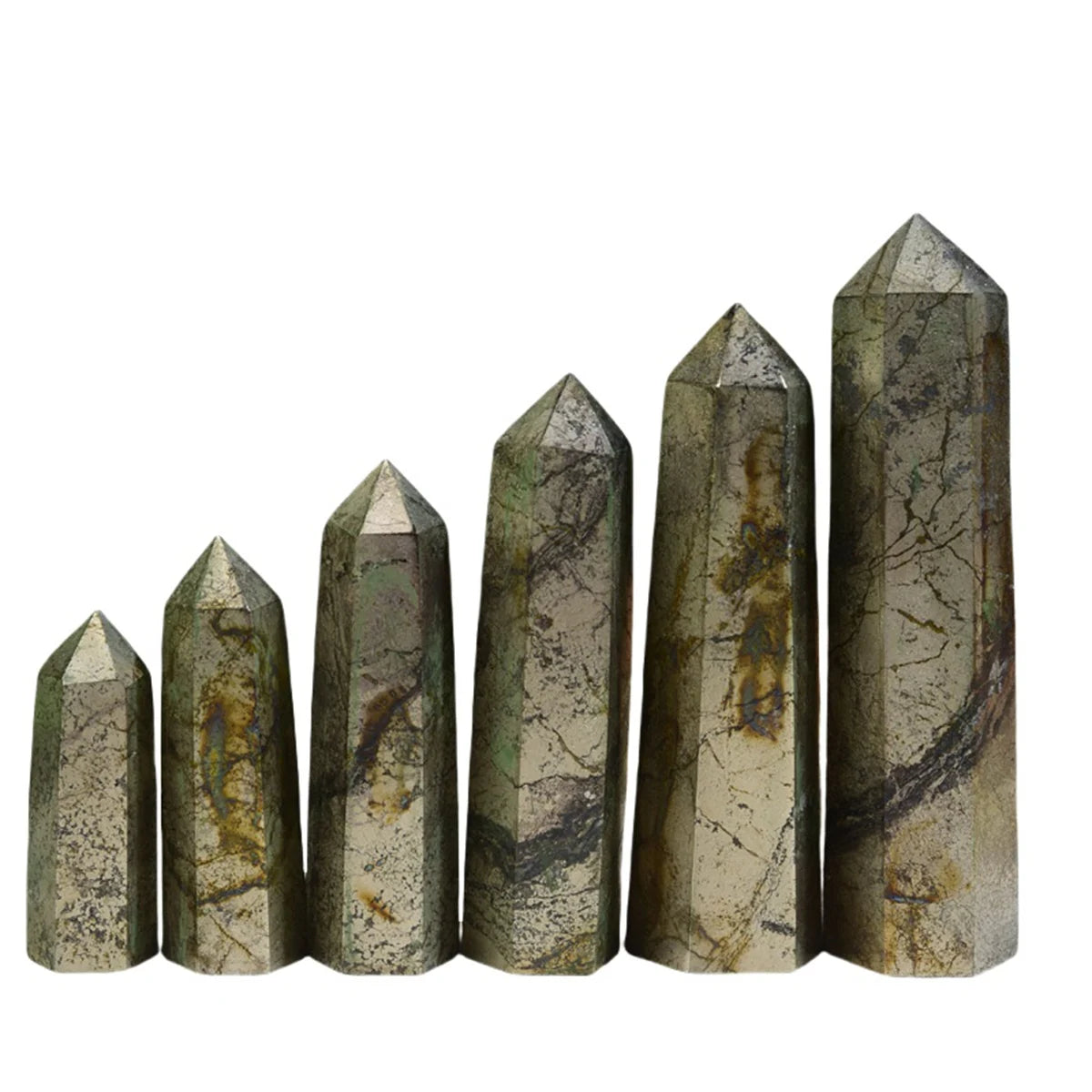 Natural Healer's Gold Crystal Point Tower Polished Hexagonal Obelisk Wand for Home Decor Meditation Crystal Collection Gift
