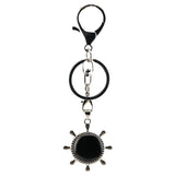 Retro Silver Ship Steering Wheel Key Ring • Classic Japanese Aesthetic Crystal Holder Clip • Heavy-Duty Swivel Lobster Clasp Backpack Charm Gift