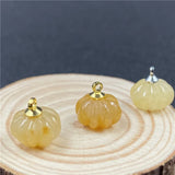 Natural Crystal Mini 3D Pumpkin Charms Gold Plated Cap Gemstone Pumpkin Pendant for DIY Halloween Jewelry Making Earring Necklace