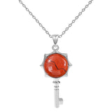 Sunflower Key Gemstone Pendant Necklace for Women Men #SN1766 with Silver Chain
