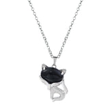 20×30mm Natural Crystal Fox Head Pendant Necklace, Healing Gemstone Beads for DIY Jewelry