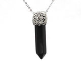 Natural Crystal Point Pendant Silver Filigree Crown Cap Chakra Healing Wand Charm for Reiki Jewelry Making