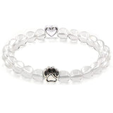 8mm Natural Crystal Stretch Beaded Bracelet with Heart Rhinestone Charm 19cm Elastic Energy Healing Gemstone Bracelet for Women Yoga Jewelry