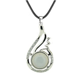 33mm Natural Crystal Teardrop Pendant Necklace, Silver-Plated Gemstone Charm