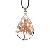 Tree of Life Birthstone Sterling Silver Pendant Necklace Jewelry  Natural Healing Crystals Quartz  Necklace for unisex