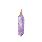 Natural Quartz Crystal Pendant Handmade Wire Wrapped Hexagonal Point Healing Chakra Reiki Stone Necklace for Women Men