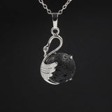 Natural Round Crystal Stone Pendant Wing Silver Plated Wrapped Gemstone Pendant Chakra Reiki Healing Crystal Charms for Jewelry Making Necklace