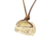 Natural Raw Crystal Rough Stone Pendant Necklace, Irregular Gemstone Hand Knotted Brown Rope Choker for Unisex