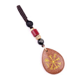 Viking Compass Car Charm | Vegvisir Teardrop Crystal Keychain, Norse Protection Amulet