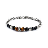 Natural Crystal Healing Bracelet, Mixed Faceted Gemstone & Stainless Steel Link Bracelet with Zircon Spacer Energy Protection Bracelet Gift